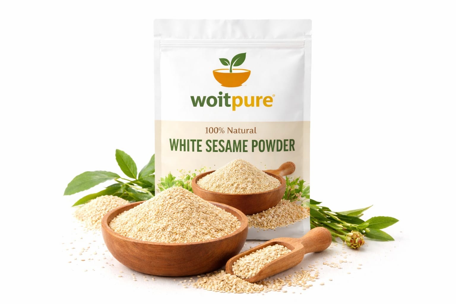 Organic White Sesame Powder 200g | Cold-Processed | Woitpure