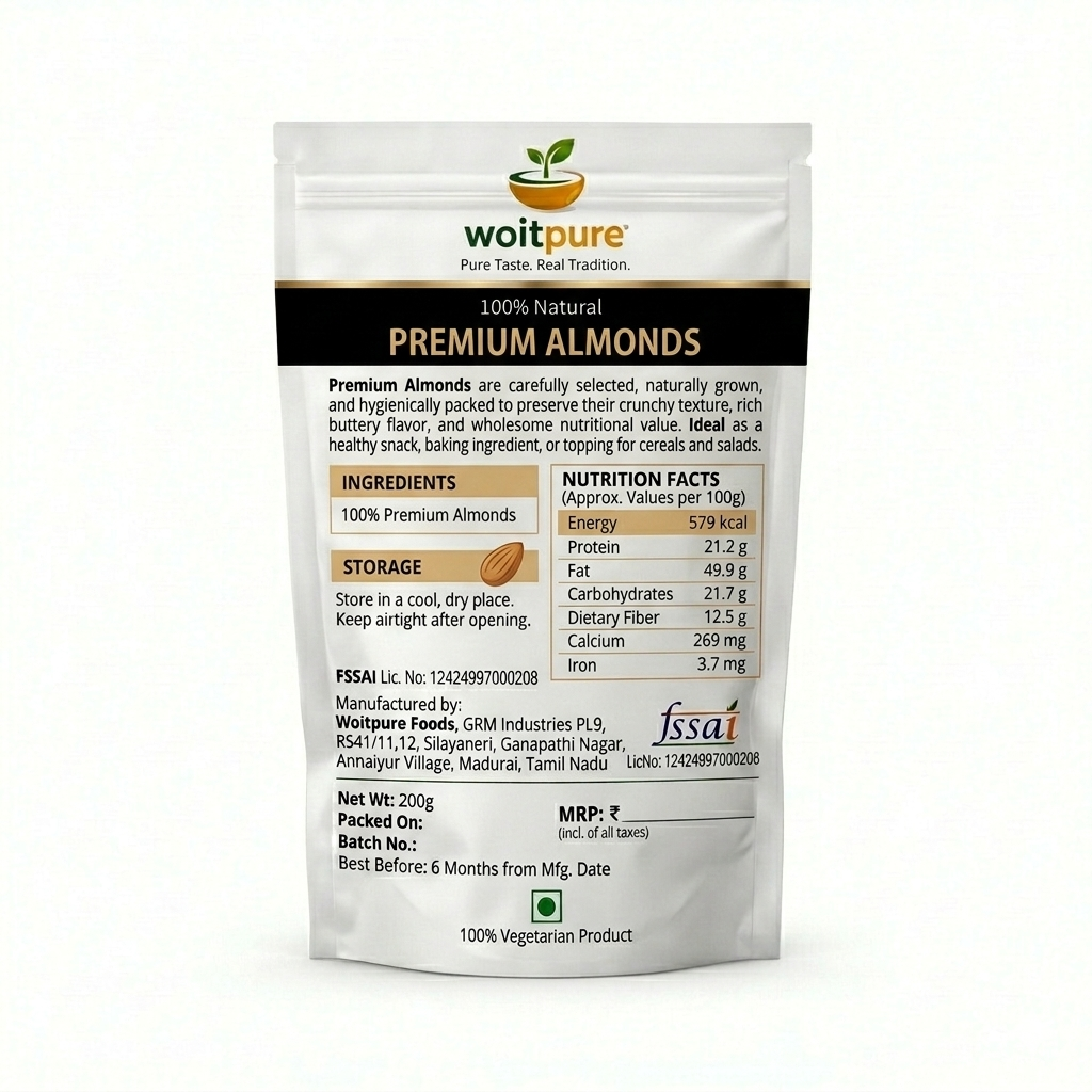 Organic Raw Almonds 200g | PPO-Free | Woitpure - Image 2
