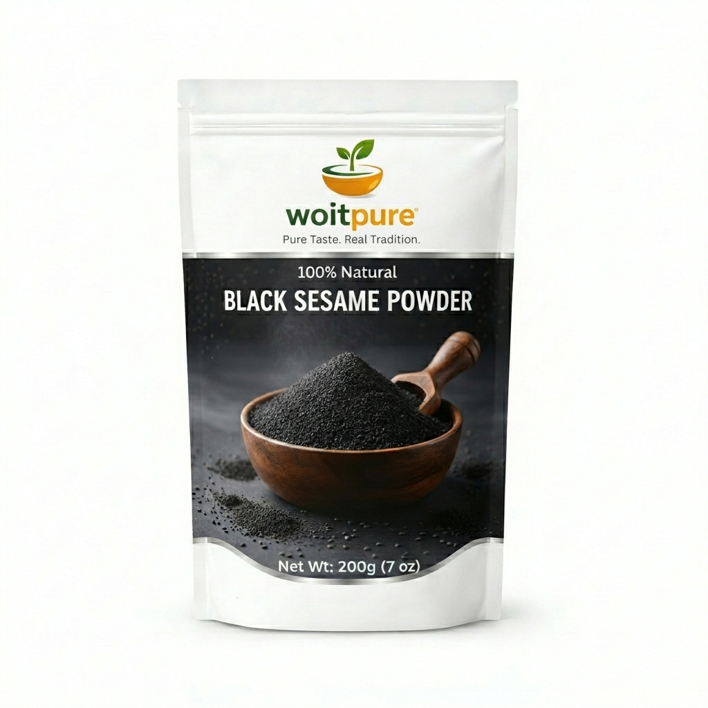 Organic Black Sesame Powder 200g | Cold-Processed | Woitpure