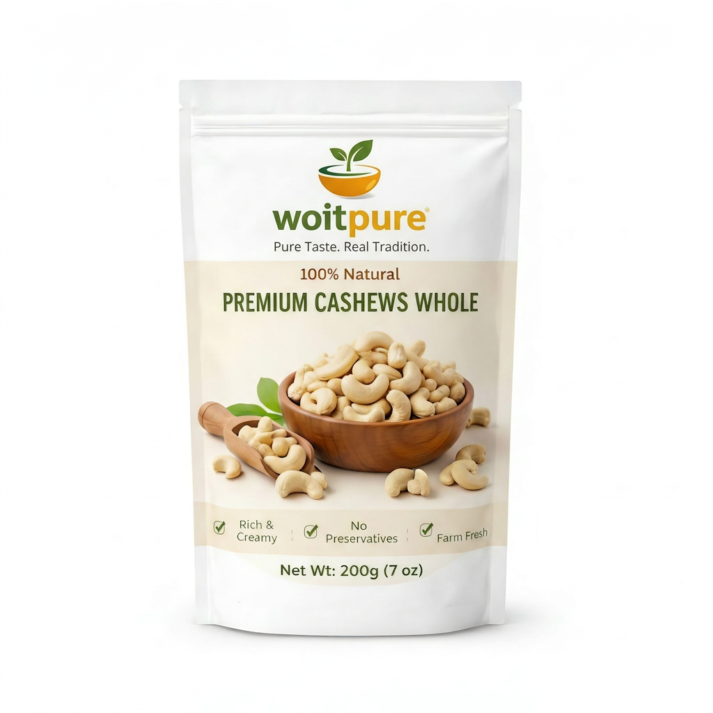 Organic Whole Cashews W320 200g | Grade A | Woitpure