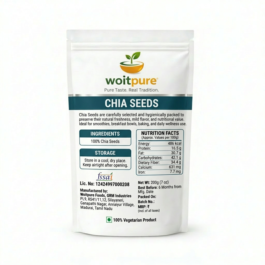 Organic Chia Seeds 200g | Raw, Omega-3 Rich | Woitpure - Image 2