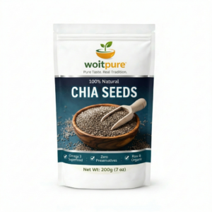 Organic Chia Seeds 200g | Raw, Omega-3 Rich | Woitpure