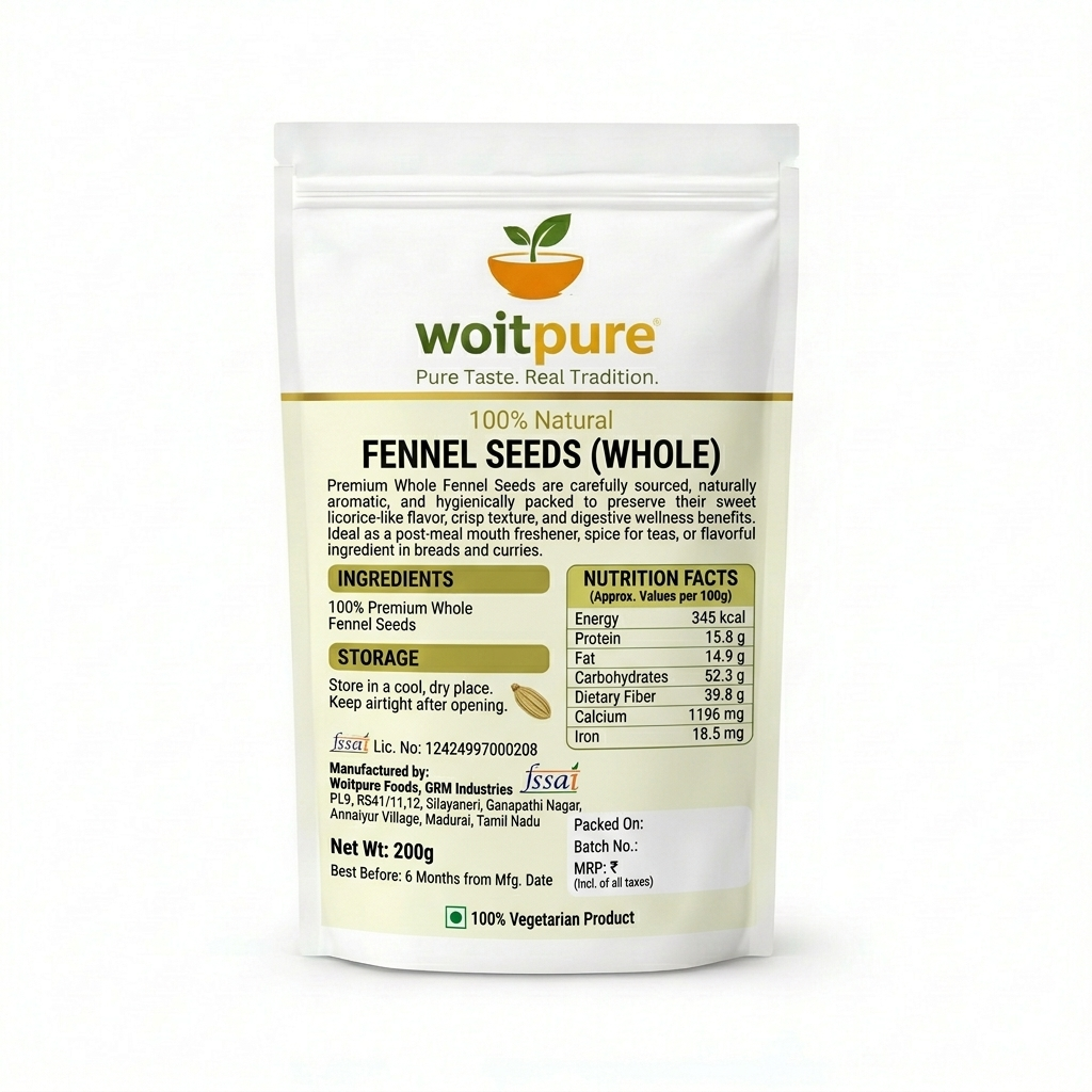 Organic Fennel Seeds 200g | High Volatile Oil | Woitpure - Image 2