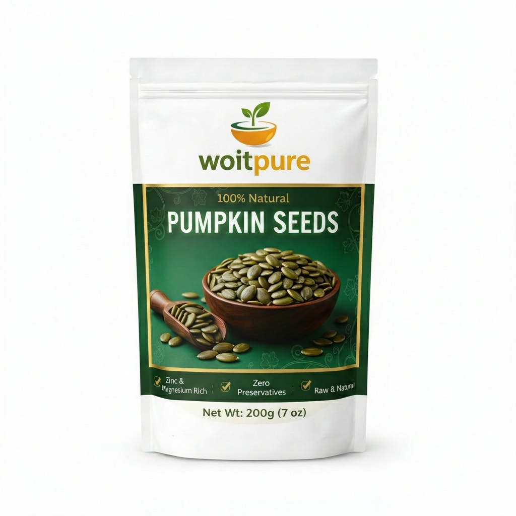 Organic Pumpkin Seeds 200g | Raw, High Zinc | Woitpure