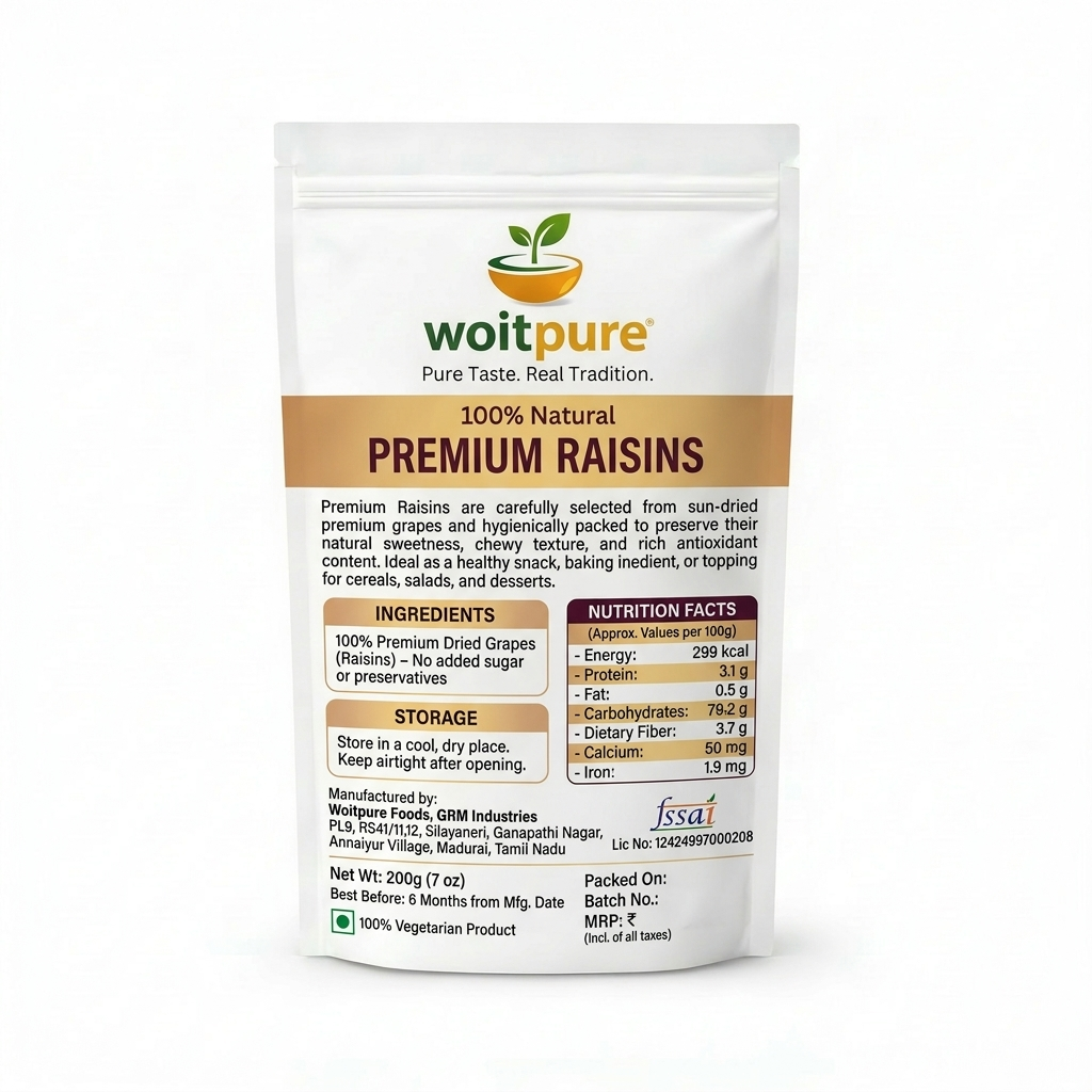 Organic Raisins 200g | No Sulphur, No Mineral Oil | Woitpure - Image 2