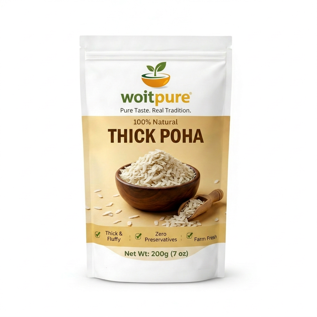 Organic Thick Poha 200g | Unpolished, Iron-Rich | Woitpure